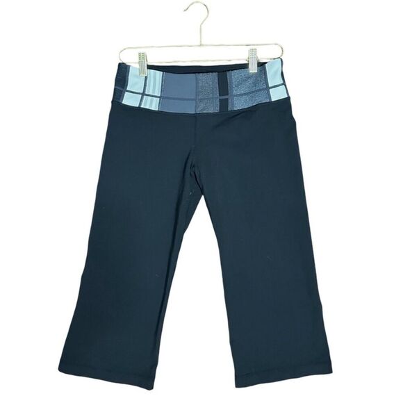 Lululemon Grove Cropped Pants Women's 8‎ Black Gray Stretch Breathable Yoga - Picture 1 of 7